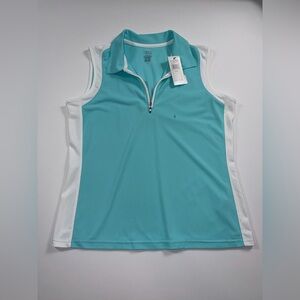IZOD Golf Classix Cool-FX Sleeveless Quarter Zip Top Aqua Large NWT Pickleball